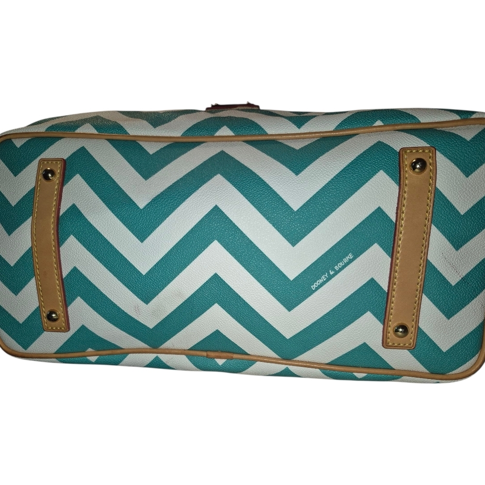 Dooney & Bourke Chevron Tote - Teal and Tan - Picture 3 of 16